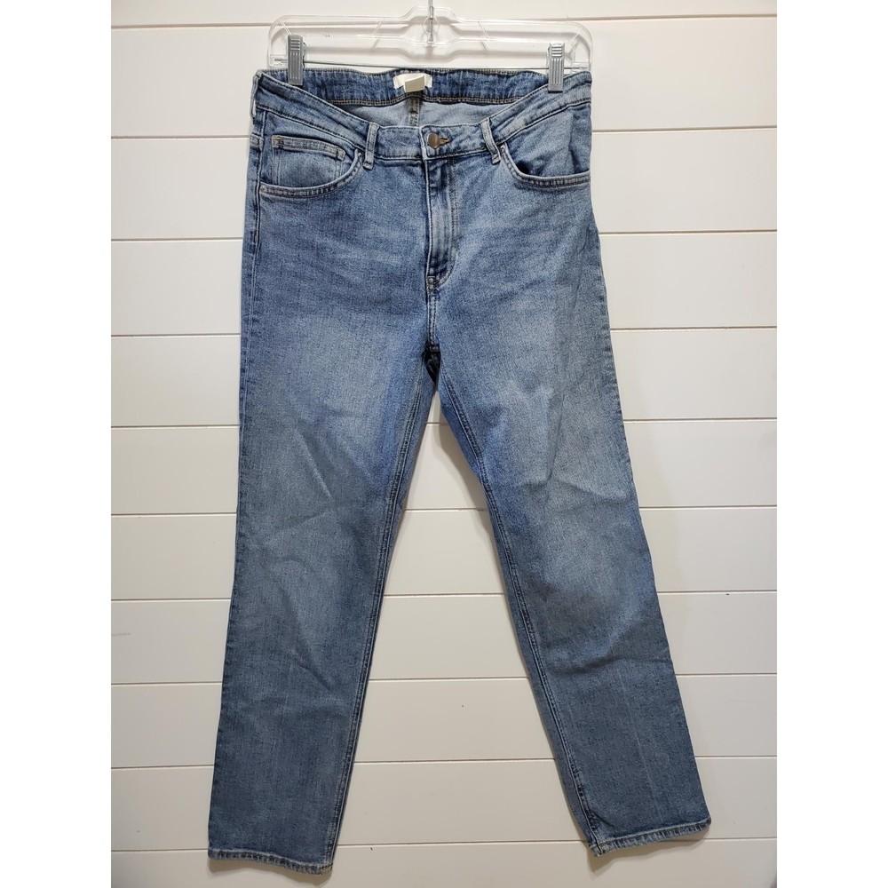 H&M Conscious womens size 12 light wash denim jeans stretch straight leg